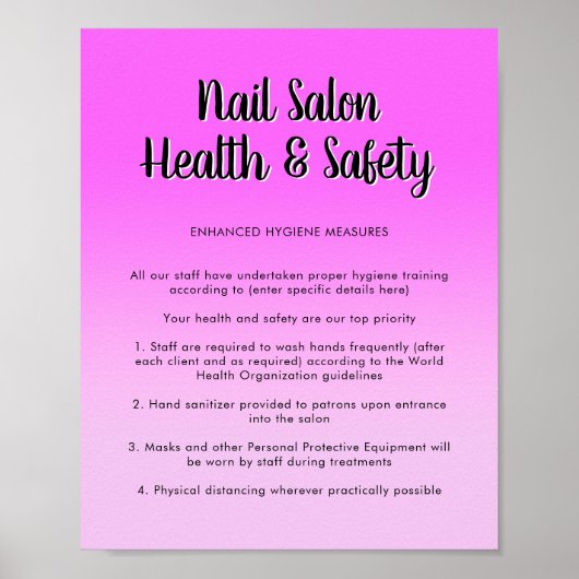 Nail Salon Health Bright Paars Covid Safety Poster (Voorkant)