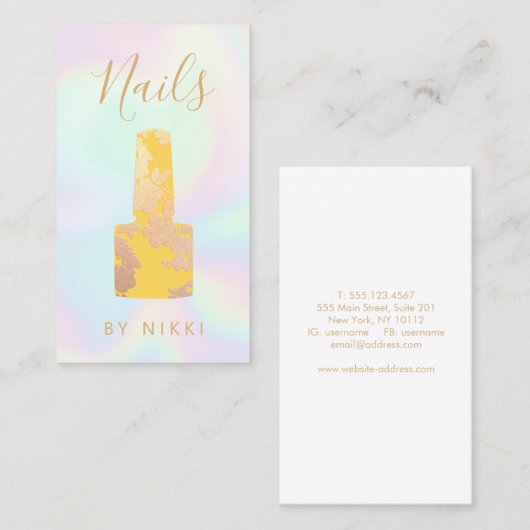 Nail Salon Holografische Manicurist Visitekaartje (Voorkant / Achterkant)