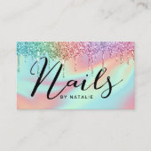 Nail Salon Holographic Glitter Drift Typografie Visitekaartje (Voorkant)
