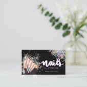 Nail Salon Holographic Glitter Nail Tech Beauty Visitekaartje (Staand voorkant)