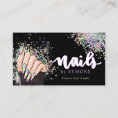 Nail Salon Holographic Glitter Nail Tech Beauty Visitekaartje (Voorkant)