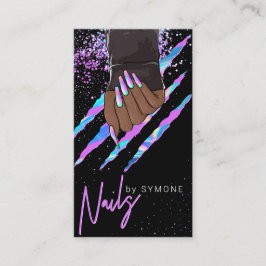 Nail Salon Holographic Modern Glam Trendy Visitekaartje