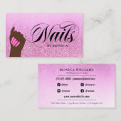 Nail Salon Hot Pink Glam Glitter Manicurist Visitekaartje (Voorkant / Achterkant)