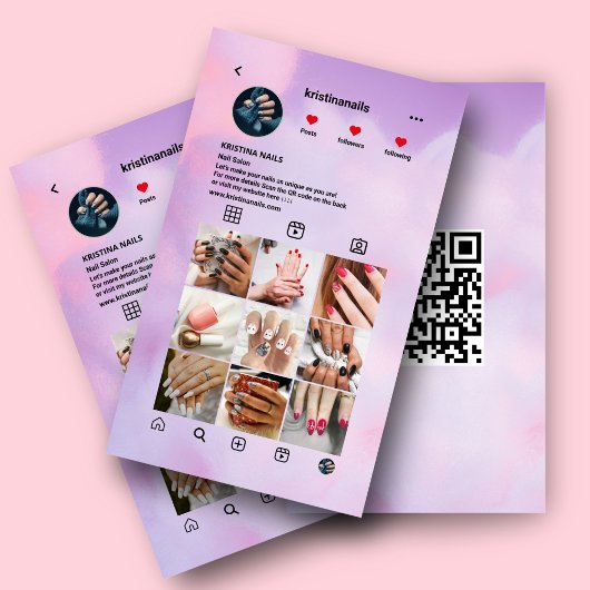 Nail Salon Instagram Fotocollage Holografisch Visitekaartje