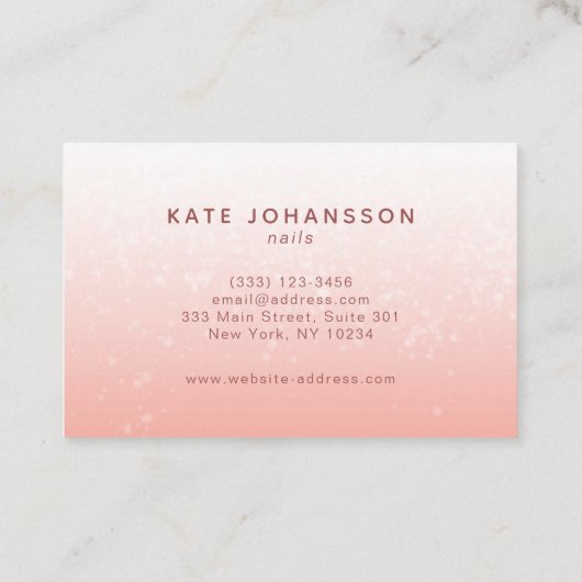 Nail Salon Logo Modern Peach Rosy Manicurist Visitekaartje (Achterkant)