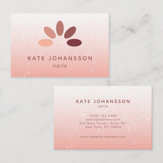 Nail Salon Logo Modern Peach Rosy Manicurist Visitekaartje (Voorkant / Achterkant)