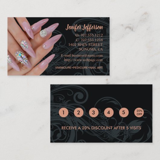 Nail Salon Loyalty Korting Visitekaartje (Voorkant / Achterkant)