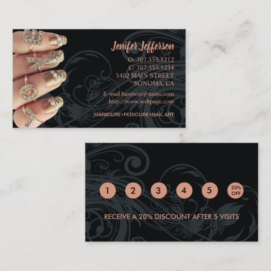 Nail Salon Loyalty Korting Visitekaartje (Voorkant / Achterkant)