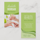 Nail Salon Manicure SPA Natuur Groene Floral Class Visitekaartje (Voorkant / Achterkant)