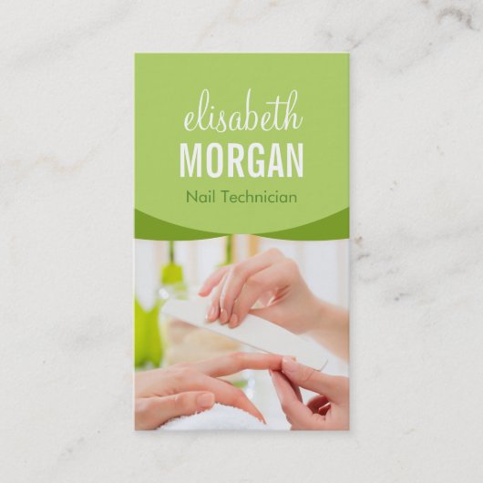 Nail Salon Manicure SPA Natuur Groene Floral Class Visitekaartje (Voorkant)