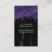 Nail Salon Manicurist Black & Paarse Glitter Drive Visitekaartje (Achterkant)