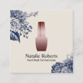 Nail Salon Manicurist Blue Floral Estheticus Vierkante Visitekaartje (Voorkant)