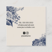 Nail Salon Manicurist Blue Floral Estheticus Vierkante Visitekaartje (Achterkant)