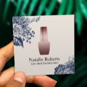 Nail Salon Manicurist Blue Floral Estheticus Vierkante Visitekaartje