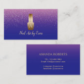 Nail Salon Manicurist Blue & Pink Silver Confetti Visitekaartje (Voorkant / Achterkant)