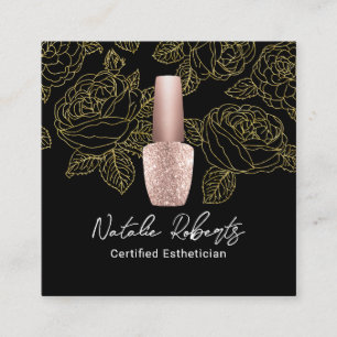 Nail Salon Manicurist Gold Floral Estheticus Vierkante Visitekaartje