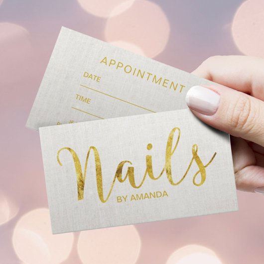 Nail Salon Manicurist Gold Script Appointment Afsprakenkaartje