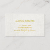 Nail Salon Manicurist Gold Script Elegant Linen Visitekaartje (Achterkant)