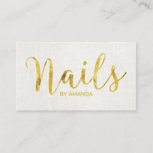 Nail Salon Manicurist Gold Script Elegant Linen