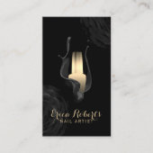 Nail Salon Manicurist Modern Black Gold Floral Visitekaartje (Voorkant)