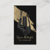 Nail Salon Manicurist Modern Black & Gold Visitekaartje (Voorkant)
