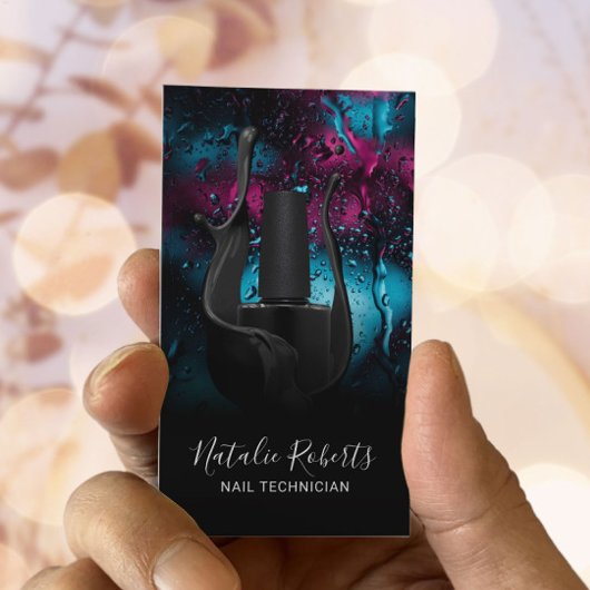 Nail Salon Manicurist Modern Black Poolse fles Visitekaartje