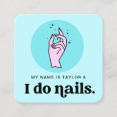 Nail Salon Manicurist Moderne Retro Vierkante Visitekaartje (Voorkant)