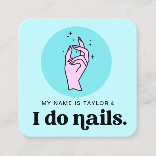 Nail Salon Manicurist Moderne Retro Vierkante Visitekaartje (Voorkant)