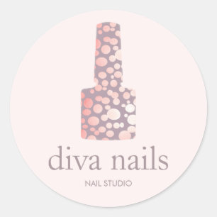 Nail Salon, Mauve Pink Manicurist Poolse fles Ronde Sticker