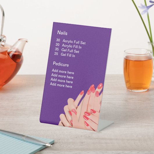 Nail Salon Menu Sjabloon Reclamebord Met Voetstuk (Insitu)