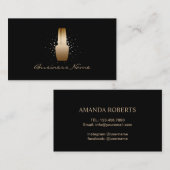 Nail Salon Modern Black & Gold Manicurist Visitekaartje (Voorkant / Achterkant)