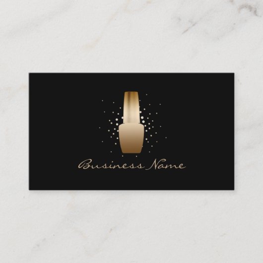 Nail Salon Modern Black & Gold Manicurist Visitekaartje (Voorkant)