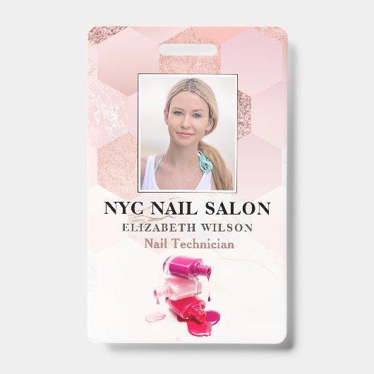 Nail Salon | Modern Employee Photo ID Badge (Voorzijde)
