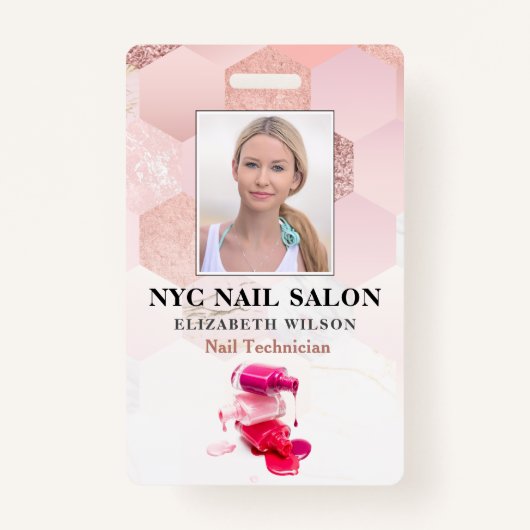 Nail Salon  | Modern Employee Photo ID Badge (Voorkant)