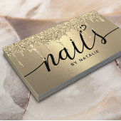 Nail Salon Modern Gold Glitter Drift Manicurist Visitekaartje