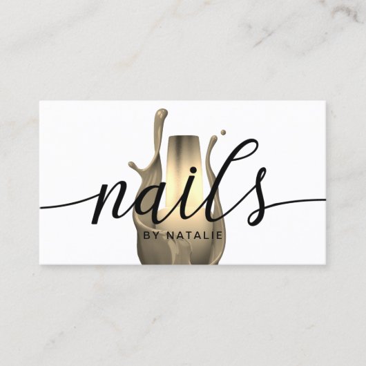 Nail Salon Modern Gold Poolse bottelaar Visitekaartje (Voorkant)