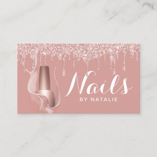Nail Salon Modern Roos Gold Drivers Manicurist Visitekaartje (Voorkant)