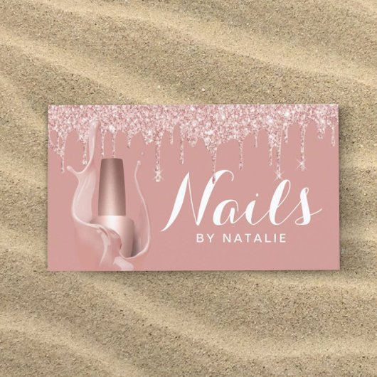 Nail Salon Modern Roos Gold Drivers Manicurist Visitekaartje
