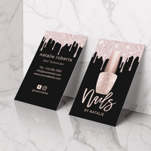 Nail Salon Modern Roos Gold Drivers Nail Manicuris Visitekaartje