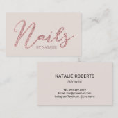 Nail Salon Modern Roos Gold Glitter Typografie Visitekaartje (Voorkant / Achterkant)
