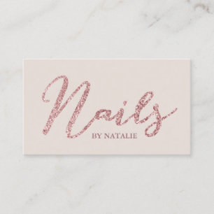 Nail Salon Modern Roos Gold Glitter Typografie Visitekaartje