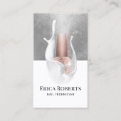 Nail Salon Modern Silver en White Splash Manicuris Visitekaartje (Voorkant)