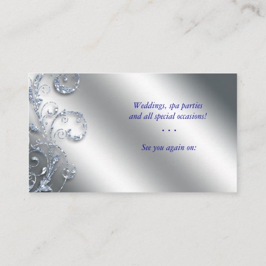 Nail Salon Modern Technicus Glitter Blue Silver Visitekaartje (Achterkant)