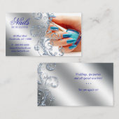 Nail Salon Modern Technicus Glitter Blue Silver Visitekaartje (Voorkant / Achterkant)