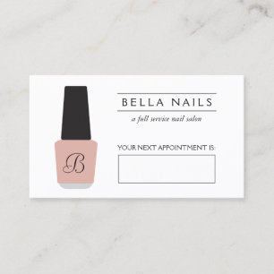 Nail Salon Monogram op Blush Roze Afspraakkaart Afsprakenkaartje