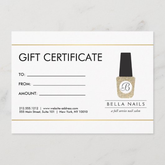 Nail Salon Monogram op Gold Glitter - Gift Kaart (Voorkant)