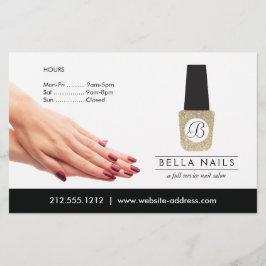 Nail Salon Monogram op Gold Glitter Nail Poolse Flyer