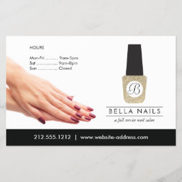 Nail Salon Monogram op Gold Glitter Nail Poolse Flyer
