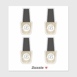 Nail Salon Monogram op Gold Glitter Nail Poolse Sticker
