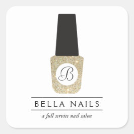 Nail Salon Monogram op Gold Glitter Nail Poolse Vierkante Sticker